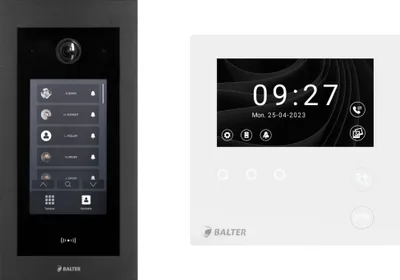 Produktbild von BALTER EVO HD MINI Touch Schwarz Video Türsprechanlage Set bis 1000 Teilnehmer 2x 4,3" Monitor