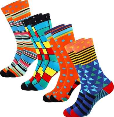 Produktbild von 4 Paar Herren Freizeitsocken bunt gemustert aus Baumwollmix, Größe 39–46, A0532