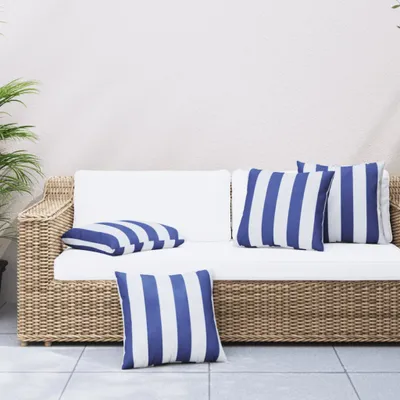 Produktbild von The Living Store Zierkissen 4 Stk. Blau & Weiß Gestreift 60x60 cm Stoff