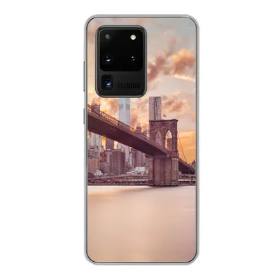 Produktbild von MuchoWow® Handyhülle Schutzhülle Hülle für Samsung Galaxy S20 Ultra Brooklyn Bridge und die New Yorker Skyline bei Sonnenuntergang Silikon Softcase Handy Hülle - Karteninhaber