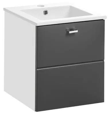 Produktbild von Badmöbel Set 40cm Waschbecken mit Unterschrank Waschtisch Schublade Hängeschrank