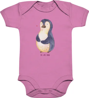 Produktbild von Mr. & Mrs. Panda Strampler Baby Pinguin Diät 3. - 6. Monat - Bubble Gum Pink - Geschenk, Einteiler, babykleidung body, Gewicht, overall, Selbstrespekt, Babybody, Abnehmen