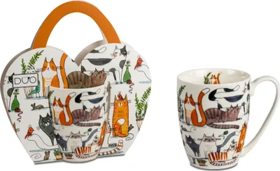 Zdjęcie produktu dla Filiżanka „Classic Lazy Cats” z motywem kotów, wykonana z porcelany, w Wielkiej Brytanii, Formano