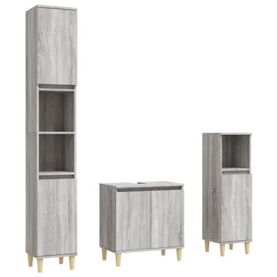Immagine prodotto di vidaXL Set di mobili da bagno 3 pezzi grigio Sonoma in materiale ligneo