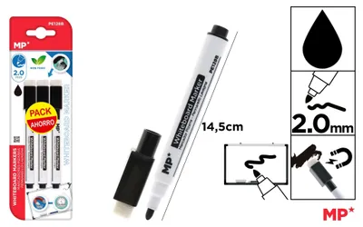 Zdjęcie produktu dla Marker MP do tablic suchościeralnych 3 sztuki