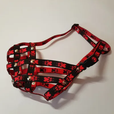 Zdjęcie produktu dla Palkar kaganiec nylonowy dla psów rozmiar 5 33 cm x 8 cm czarno-czerwony