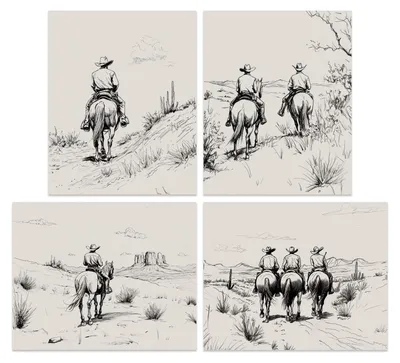 Wandkunst-Set 6-tlg. Cowboy-Motiv 20x25 cm