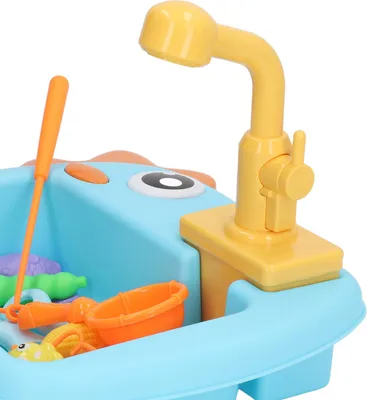 Produktbild von Dinosaurier, elektronisches Geschirrspülspielzeug, 2-in-1, Küchenspüle, Angeln, für pädagogisches Geschenk, Schule, Klassenzimmer, Blau