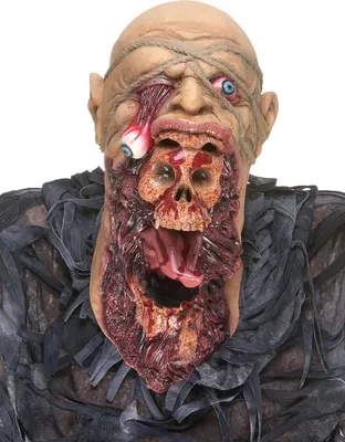 Produktbild von Verschlingende Zombie-Maske mit Brustteilbeige/schwarz/rot - Einheitsgröße