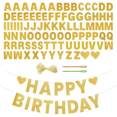 Productafbeelding van Gouden letterketting, zelf te maken, alfabetbanner voor feestdecoratie