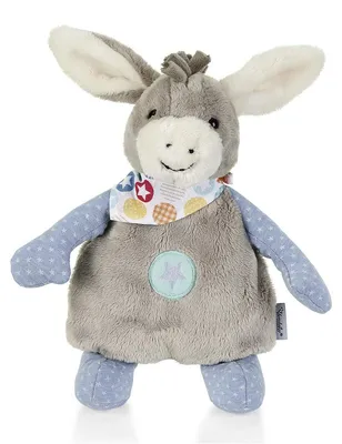 Produktbild von Wärmekissen Wärmflasche Esel Emmi - Für Babys ab 1 Monat - 27 cm - Grau und mehrfarbig