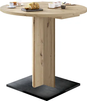 Produktbild von Esstisch >Judd< rund, ausziehbar bis 120cm, Asteiche Nachbildung - 80/120x75x80cm (BxHxT)