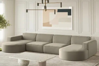 Produktbild von Wohnlandschaft U-Form Sofa PALMA XL in Stoff Opera Velvet Pearl
