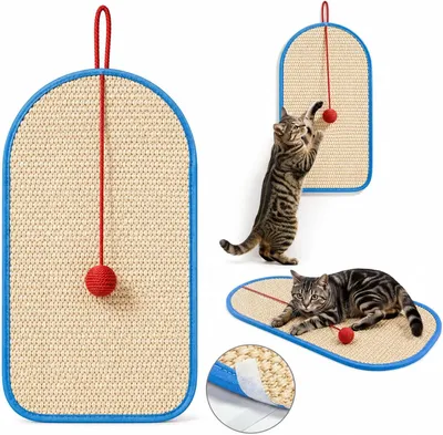 Imagen del producto de Alfombrilla para gatos, de sisal, 50 x 30 cm, autoadhesiva, para colocar en la pared