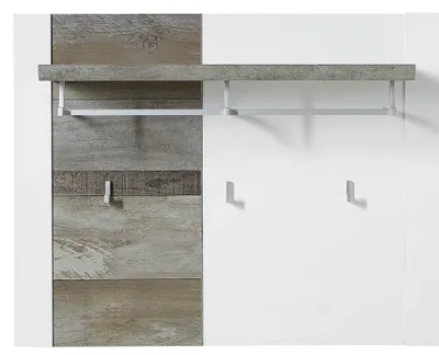 Garderobenpaneel MATEO 90 cm Driftwood Nachbildung und weiß