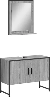 Immagine prodotto di vidaXL Set di mobili da bagno 2 pezzi in legno grigio Sonoma