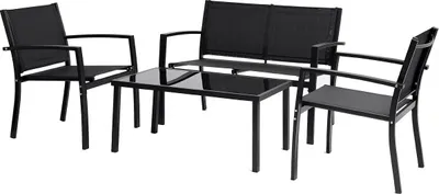 Image de Salon de jardin bas "Lino" - 4 places  - Noir