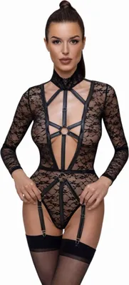 Zdjęcie produktu dla Cottelli Lingerie Body Koronkowe Czarny Uprząż Długi Rękaw S