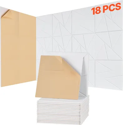 Immagine prodotto di Pannelli acustici - Pannelli fonoassorbenti autoadesivi da parete - Formato 30 x 30 x 1 cm - Fibra di poliestere (PET) - Fonoassorbenti e antirimbombo - Set da 18 pezzi - Bianco
