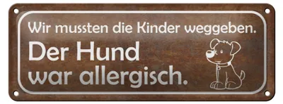 Produktbild von Blechschild Spruch 27x10cm Kinder weggeben Hund allergisch Dekoration