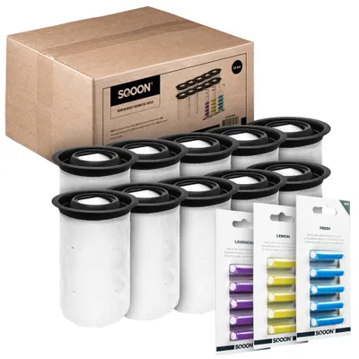 Produktbild von SQOON Staubsaugerbeutel 10 x geeignet für Numatic Henry Quick/Hetty Quick/NQ Quick, Set mit 10x Staubsaugerbeuteln, gleich 915744, 915269 + 15x Duftsticks