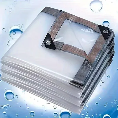Produktbild von Abdeckplane Transparent 3x4 m- Regendicht & Wasserdicht - UV-beständig Für Pavillon, Balkon, Balkonmöbel,Gartenmöbel mit Seil und Kabelbindern