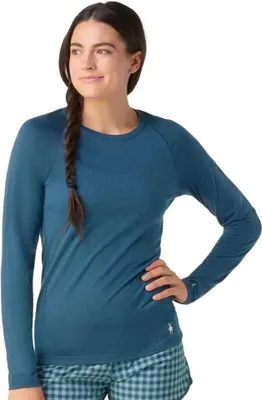 Imagen del producto de Camiseta de manga larga de lana merino Smartwool Classic, para todas las estaciones, color azul, talla M, para mujer