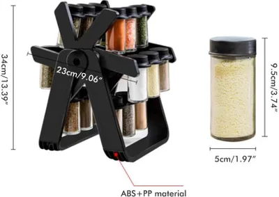 Image de Rack à épices rotatif Organisateur d'épices avec 18 bouteilles Rack d'assaisonnement pour étagère de comptoir de cuisine