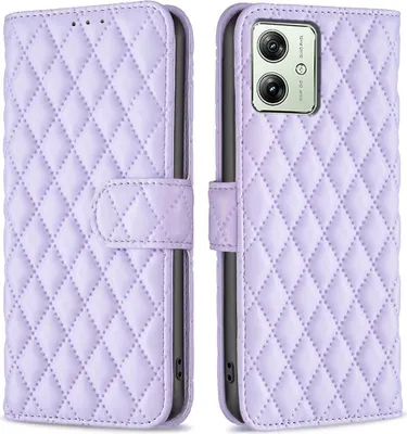 Produktbild von Motorola Moto G54 Hülle - BINFEN Rhombus Klapphülle - Lavendel