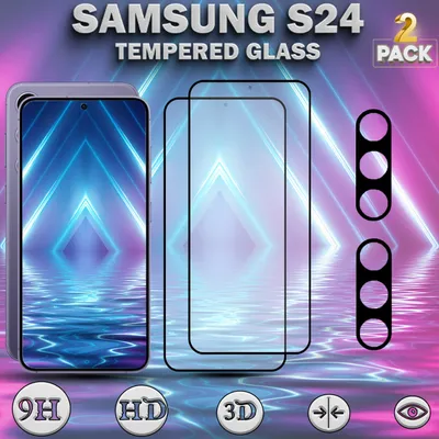 Zdjęcie produktu dla 2-pak ochraniaczy ekranu SAMSUNG S24 i 2-pak ochraniaczy soczewek ze szkła hartowanego 9H
