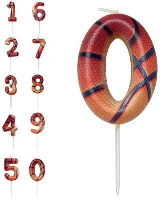 Productafbeelding van Cijfer 0 verjaardagscakekaars in basketball design