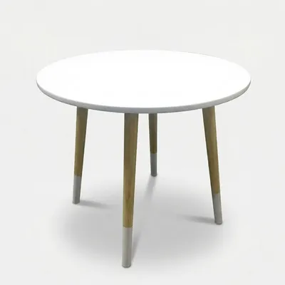 Produktbild von Runder weißer Couchtisch aus MDF-Holz für Wohnzimmer 48x48 Mokai