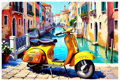 Produktbild von ARTland Wandbild, selbstklebend Reise nach Venedig mit dem Motorroller Größe: 60x40 cm