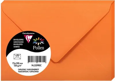 Produktbild von Clairefontaine Umschläge, "Pollen" Kapuzinerrot, 75x100 mm, 20 Stück