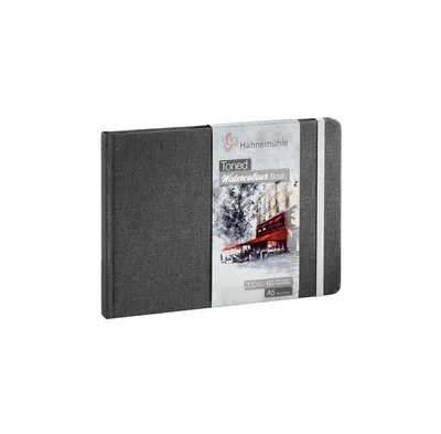 Produktbild von Hahnemühle Toned Watercolour Book Aquarellpapier - 200 g/m² - grau - A5 Querformat - 30 Blatt/60 Seiten