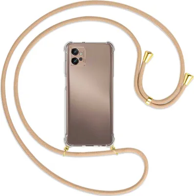Produktbild von Handykette Backcover-Schutzhülle mit Band (Metall goldfarben) für Motorola Moto G32 (6.5'') - beige