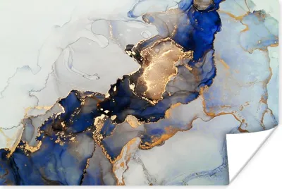 Produktbild von MuchoWow® Poster Marmor - Blau - Gold 120x80 cm - Bilder