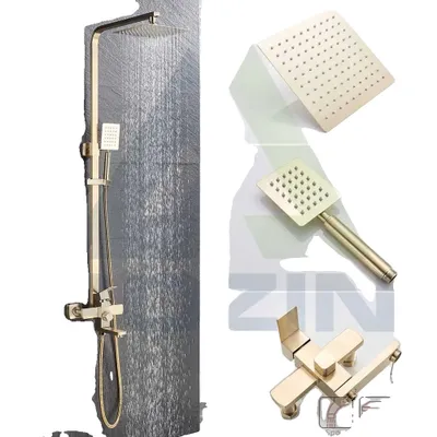 Produktbild von Duschmischer, Edelstahl, zeitgemäßes Design, Bürstengold Wasserhahn