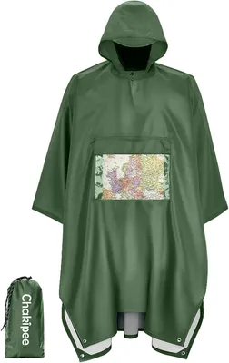 Produktbild von Regenponcho, für Erwachsene, wiederverwendbar, leicht, mit transparenter Tasche, für Reisen