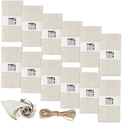 Produktbild von Set von 12 Stoffservietten 40x40cm - Baumwoll-Leinen-Mix - Beige