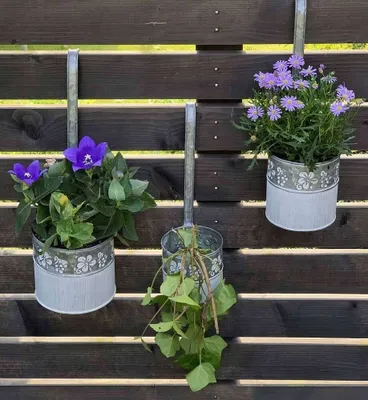 Produktbild von Zink Blumentopf Balkongeländer 3 Stück Hängetopf Zinktopf Pflanztopf Antik-Stil