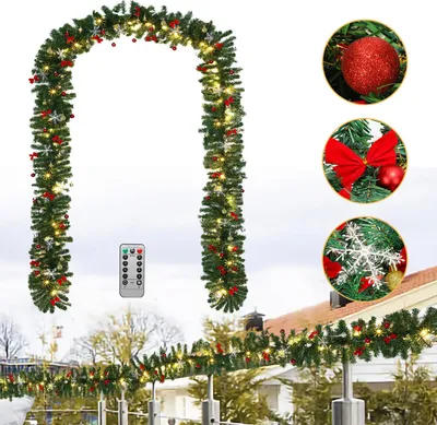 Immagine prodotto di Bettizia Ghirlanda di Natale con luci Decorazione con luci fatate 100 LED per interni esterni verde 5M con decorativo con telecomando