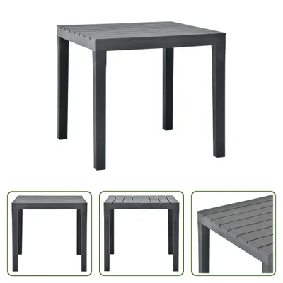 Image de The Living Store Table de jardin anthracite 78 x 78 x 72 cm plastique