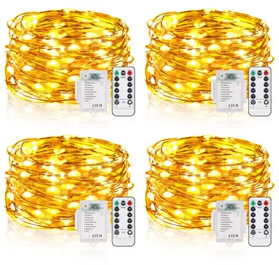 Lichterkette 4er-Set, 5 m, 50 LEDs, Timer, IP65, warmweiß