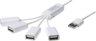 Image de DIGITUS DA-70216 Slim Spider USB Hub - Concentrateur - 4 x USB 2.0 - Ordinateur de bureau