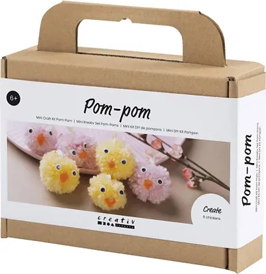 Produktbild von Creativ Company Bastelset Osterdekoration 6 Pompon-Küken für Kinder
