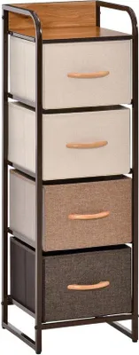 Immagine prodotto di Comodino con 5 cassetti, contenitore con cassetti in tessuto pieghevole - struttura in acciaio nero - 45 x 30 x 116 cm