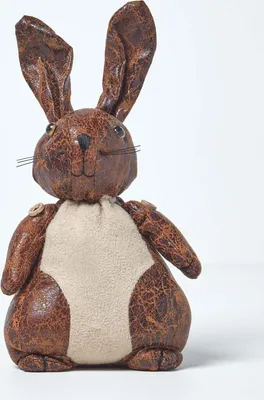Produktbild von HOMESCAPES Türstopper Hase Kunstleder braun