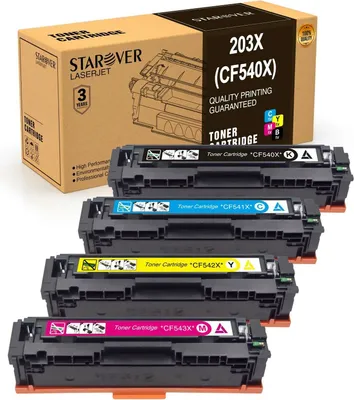 Produktbild von 4x Kompatible Tonerkartuschen 203X CF540X CF541X CF542X CF543X Toner für HP Color LaserJet Pro M254dw M254dn M254nw Pro MFP M281fdw M281cdw MFP M280nw, Schwarz/Cyan/Gelb/Magenta