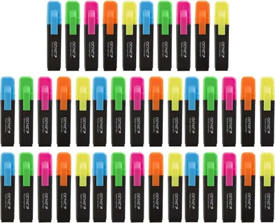 Produktbild von 40x GENIE Textmarker 5 Farben Neon Marker Set Highlighter Stifte Leuchtmarker